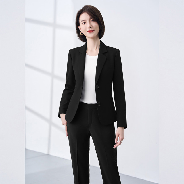 12671570.罗蒙春秋女士长袖西服舒适商务通勤简约大方百搭日常西装外套女