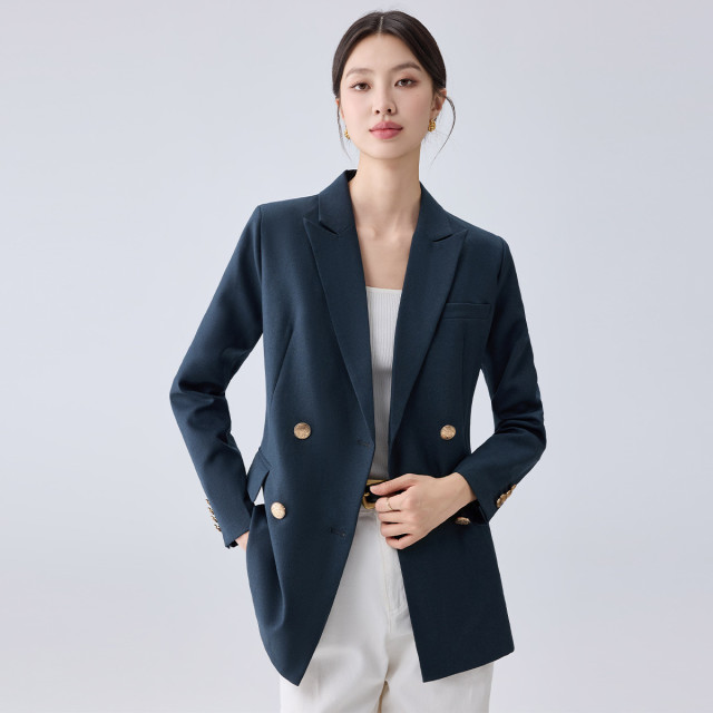 12671492.罗蒙女士春秋长袖西服舒适休闲百搭简约职场商务气质单西外套女