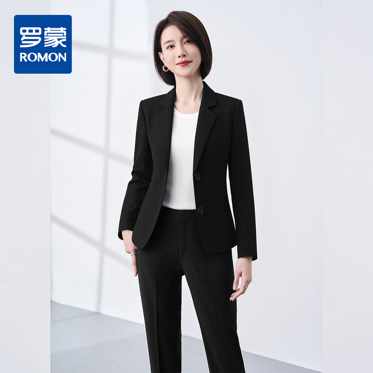 12671570.罗蒙春秋女士长袖西服舒适商务通勤简约大方百搭日常西装外套女