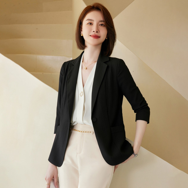 13364023.罗蒙女士西服九分袖单西商务通勤简约气质休闲百搭小西装外套女