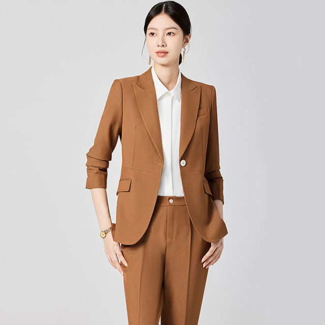 13363478.【上衣+裤子】罗蒙女士套装一粒扣商务时尚百搭日常简约两件套女