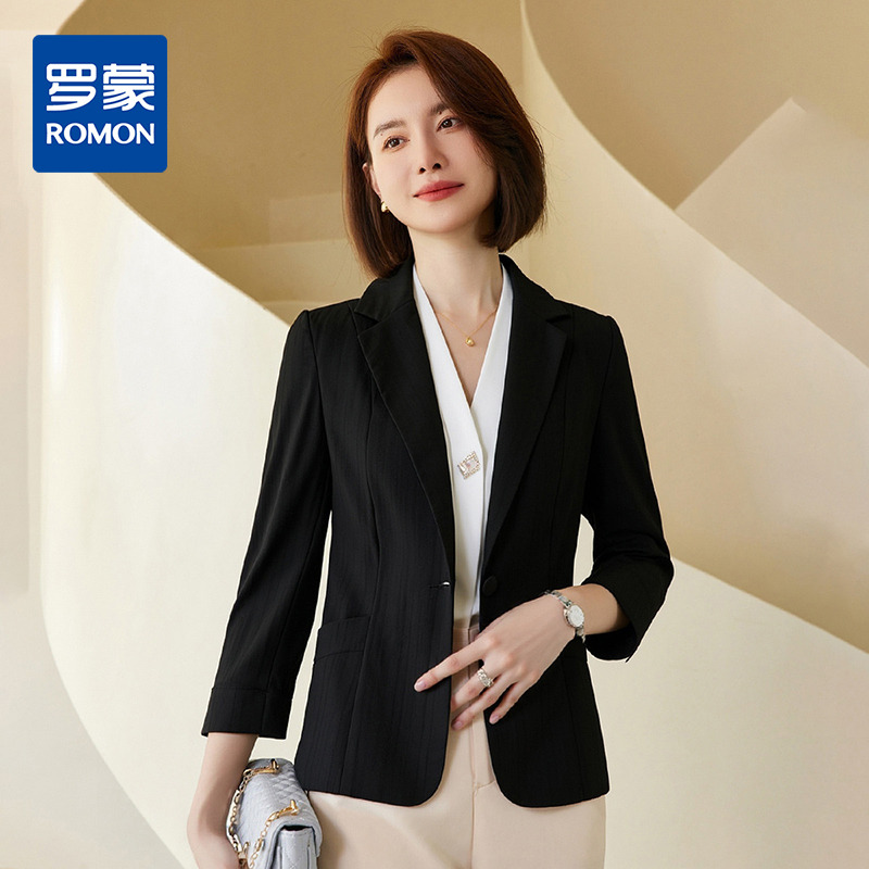 13364023.罗蒙女士西服九分袖单西商务通勤简约气质休闲百搭小西装外套女