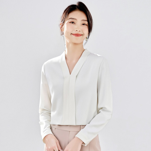 13362433.【时尚V领】罗蒙春夏女士长袖衬衫优雅气质商务淑女通勤百搭衬衣女
