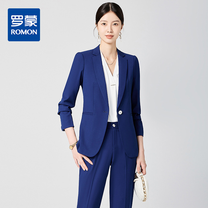13365572.【上衣+裤子】罗蒙女士两件套商务百搭时尚商务通勤职场两件套女