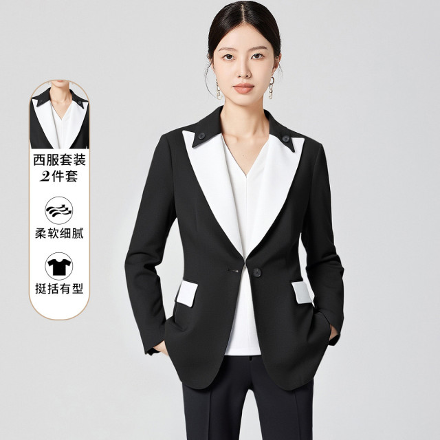 13367135.【修身西服+西裤】罗蒙女士西服套装简约舒适百搭易打理通勤两件套女