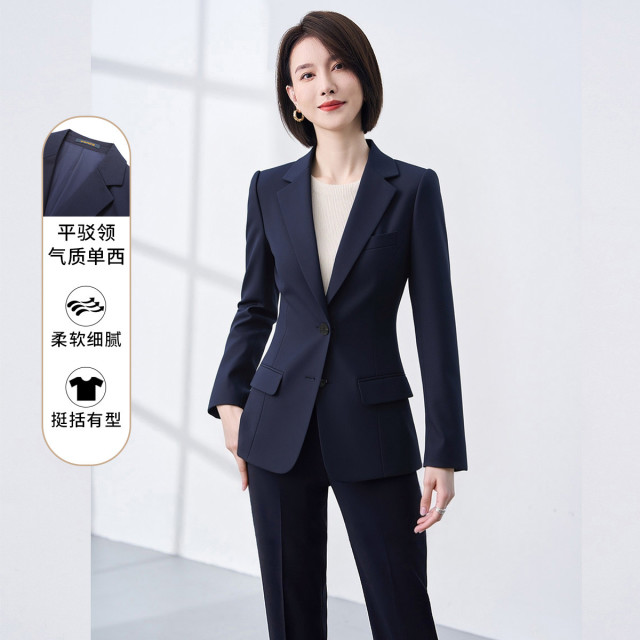 13377729.罗蒙女士春秋长袖西服简约舒适商务通勤面试工作时尚有型女西服外套