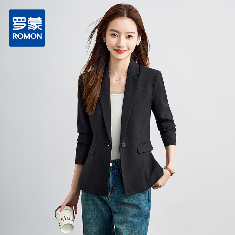 13372966.罗蒙女士西服上装易打理简约大方气质商务职场百搭日常西服外套
