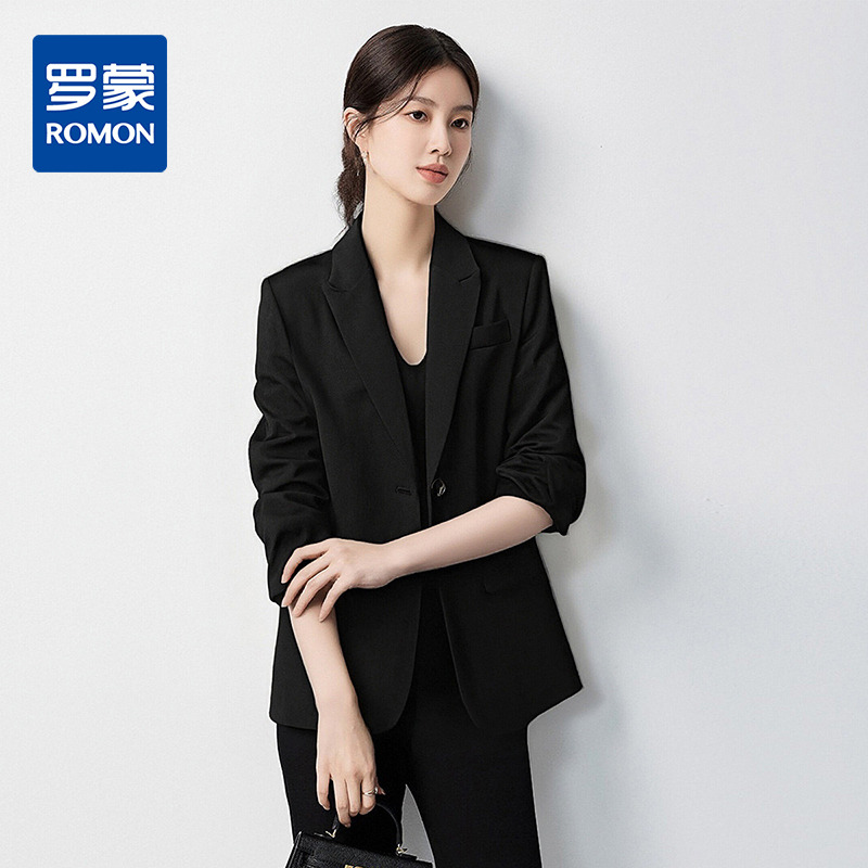 13379472.罗蒙春秋女士长袖西服百搭休闲商务通勤面试单西女西服外套舒适