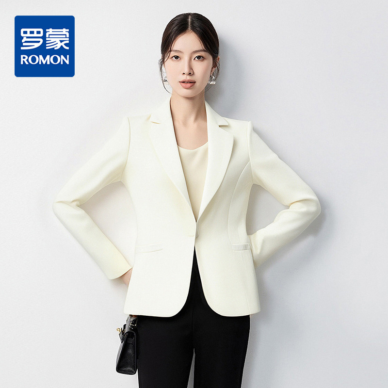 13379424.罗蒙女士简约大方长袖西服舒适日常易打理商务通勤工作面试外套女