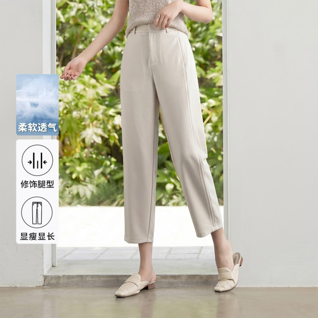 13505128.【新品上市】罗蒙春夏女式休闲裤九分裤女休闲百搭通勤直筒裤子