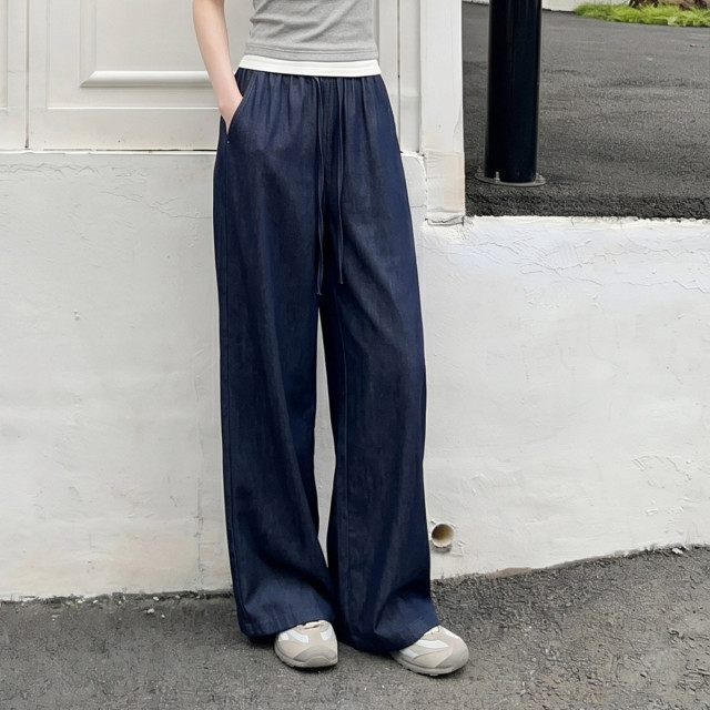 13654869.【松紧抽绳】罗蒙春夏薄款女式牛仔裤慵懒松弛日常百搭柔软舒适阔腿裤