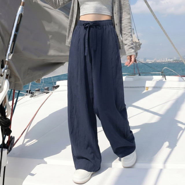 13654945.【天丝亚麻裤】罗蒙夏季薄款含麻透气女式休闲裤日常百搭垂感显瘦长裤