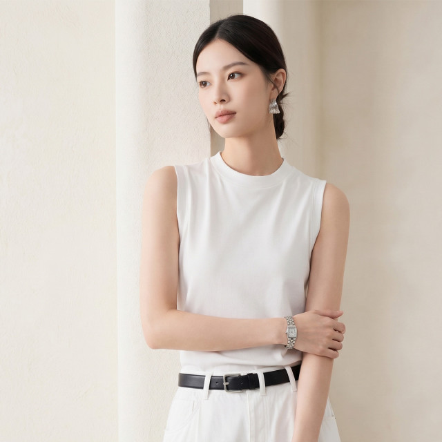 13677669.【柔软透气】罗蒙纯色基础女式背心简约百搭通勤休闲圆领无袖打底衫