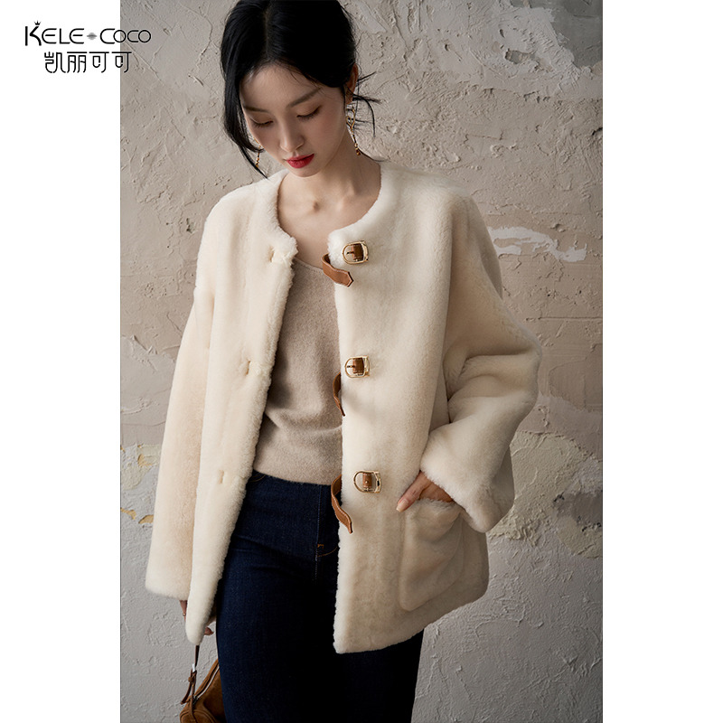 13732545.kele coco【100%羊毛】圆领全羊毛羊剪绒皮草