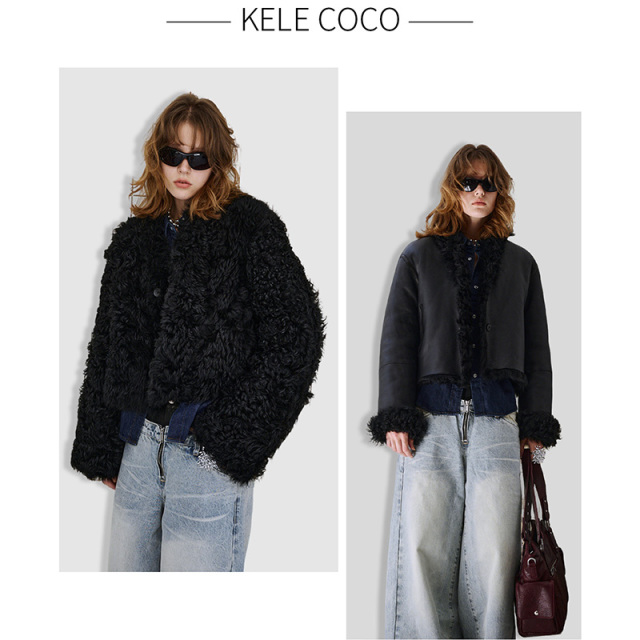13732569.kele coco【礼盒发货】时髦两面穿进口托斯卡纳皮毛一体皮草