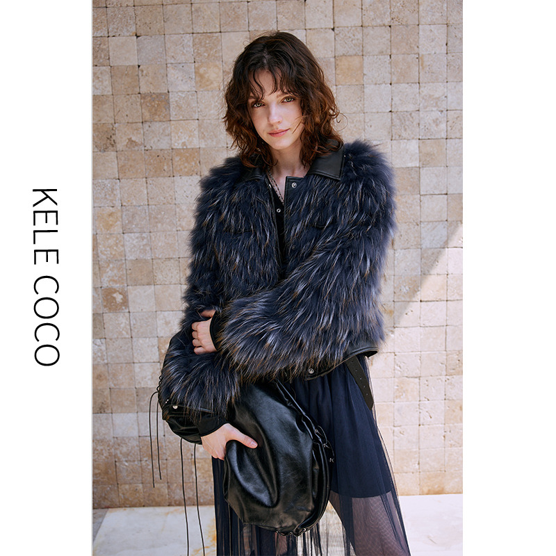 13732573.kele coco【礼盒发货】白貉染尖车条貉子毛皮草外套