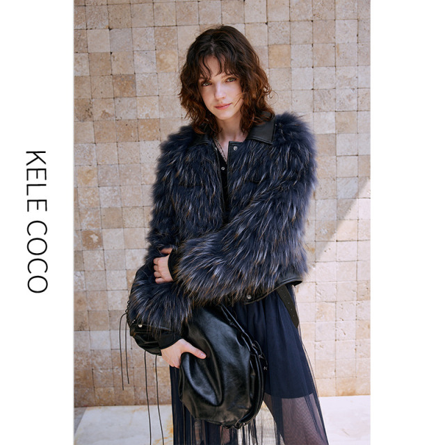 13732573.kele coco【礼盒发货】白貉染尖车条貉子毛皮草外套