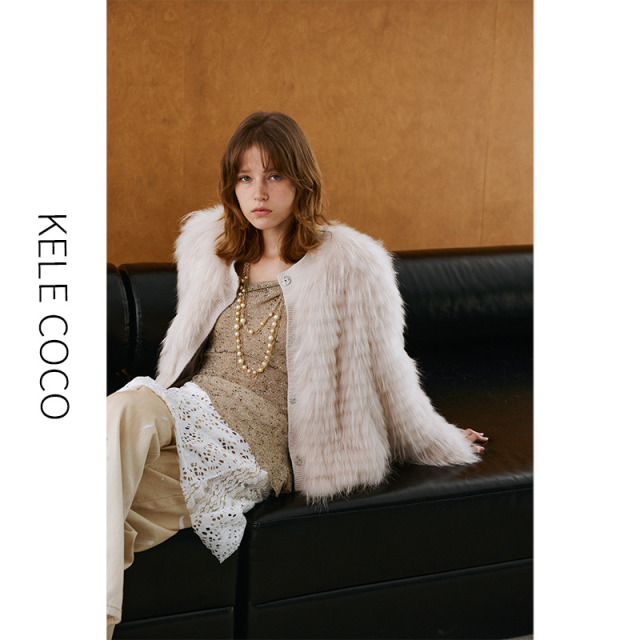13732568.kele coco【礼盒发货】白富美貉子毛车条皮草外套