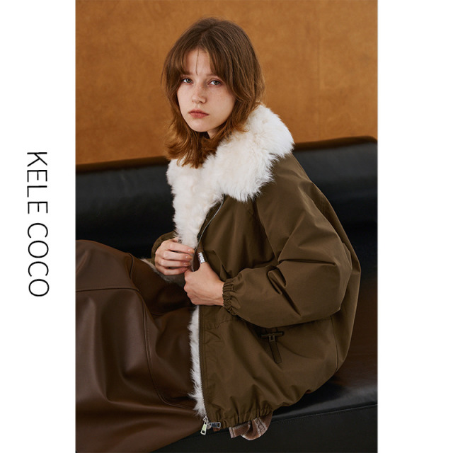 13732572.kele coco【礼盒发货】托斯卡纳毛领90白鹅绒三防户外羽绒派克服