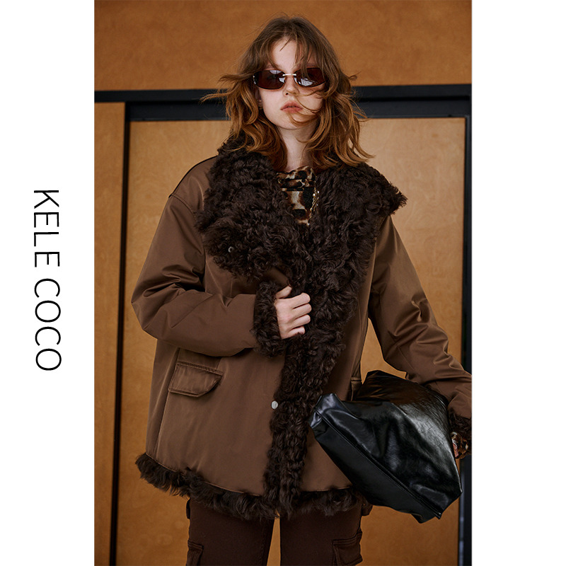 13732565.kele coco【礼盒发货】【时髦女性】进口托斯卡纳毛领90白鹅绒三防户外派克服