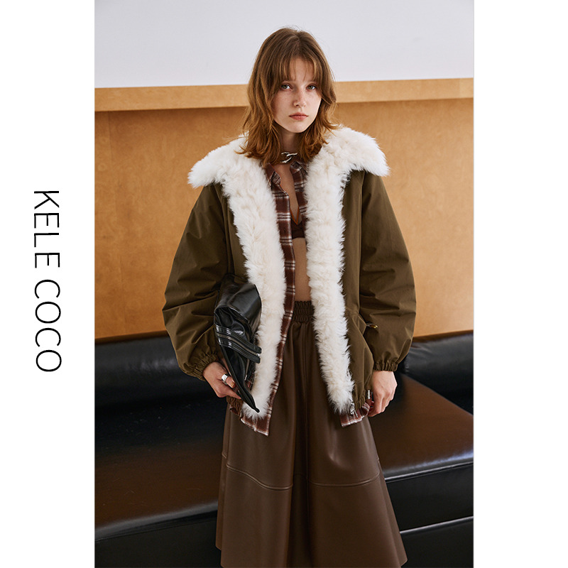 13732572.kele coco【礼盒发货】托斯卡纳毛领90白鹅绒三防户外羽绒派克服