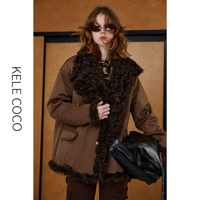 13732565.kele coco【礼盒发货】【时髦女性】进口托斯卡纳毛领90白鹅绒三防户外派克服