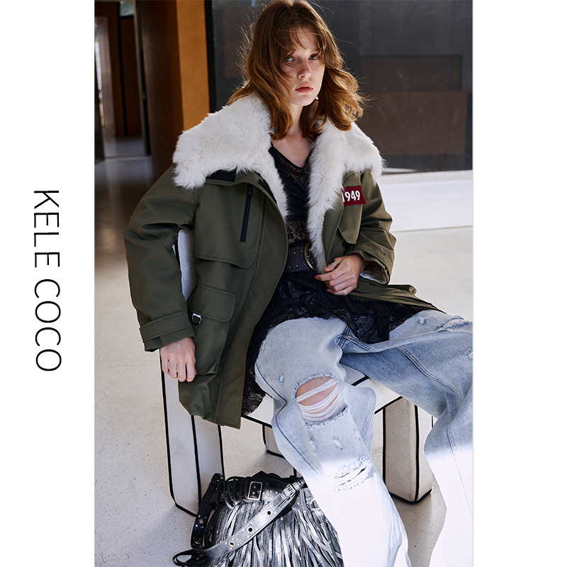 13732564.kele coco【礼盒发货】1949可拆卸托斯卡纳毛领90白鹅绒三防户外羽绒派克服