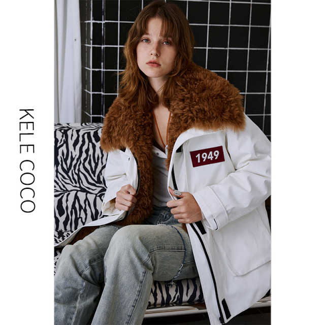 13732564.kele coco【礼盒发货】1949可拆卸托斯卡纳毛领90白鹅绒三防户外羽绒派克服
