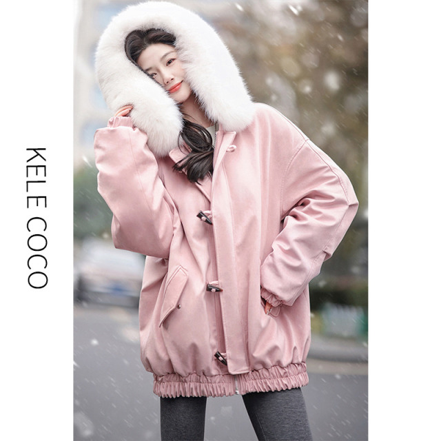 13732542.kele coco【礼盒发货】【超值】90白鹅绒狐狸毛领派克服皮草外套(毛领可拆卸)
