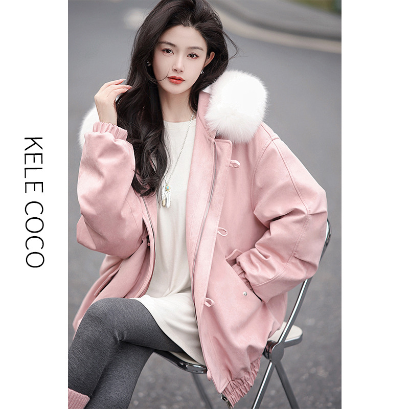 13732542.kele coco【礼盒发货】【超值】90白鹅绒狐狸毛领派克服皮草外套（毛领可拆卸）