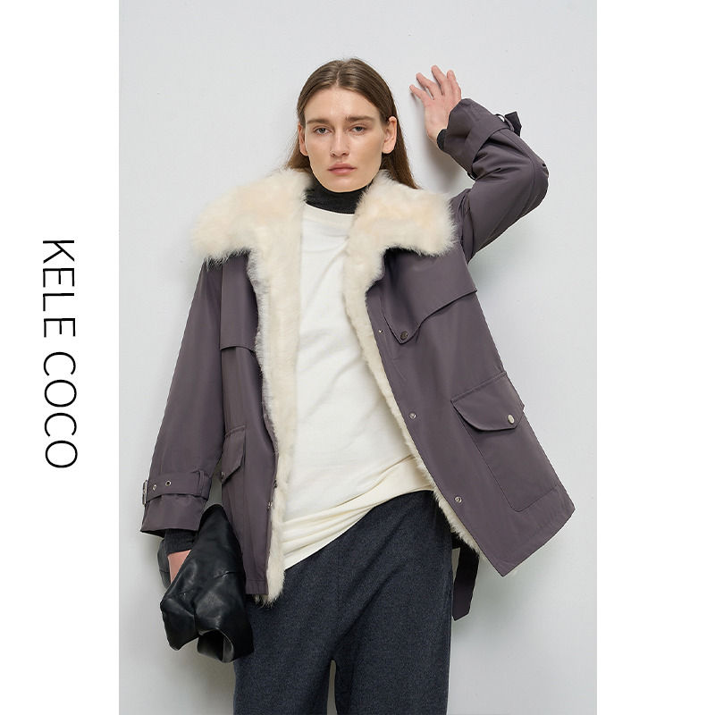 13732490.kele coco【礼盒发货】进口托斯卡纳毛领90白鹅绒内胆高奢派克服