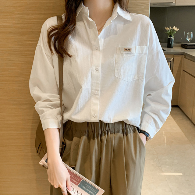13169665.丹芙娅春季新款内搭休闲叠穿设计感小众长袖白衬衫女