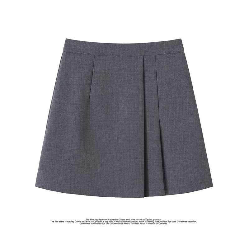 11756480.她池Tachi高腰半身裙2025春装新款女装通勤简约A字压褶显瘦西装短裙T52B1591B