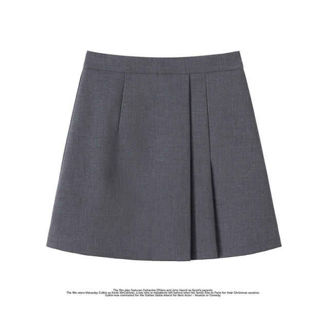 11756480.她池Tachi高腰半身裙2025春装新款女装通勤简约A字压褶显瘦西装短裙T52B1591B