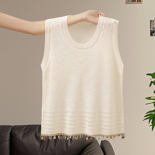 13026078.她池Tachi民族风背心2026春装新款女装时尚修身罗纹圆领针织短款上衣T61H0459G
