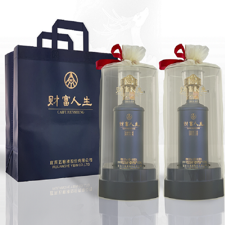 13205067.【上新】五粮液股份公司出品 财富人生.蓝韵浓香白酒52度500ml*2瓶