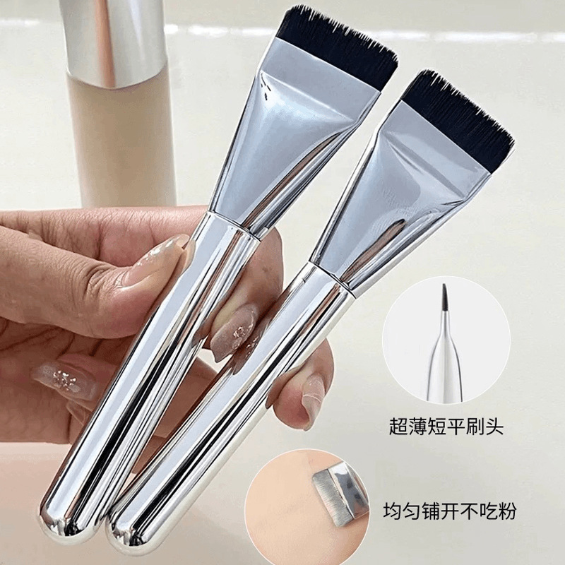 11775882.【买一送一】茗希芝一字型化妆刷粉底刷美妆工具不吃粉无痕面膜遮瑕刷化妆