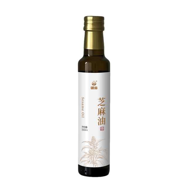 12687062.【拍1发2 到手2瓶】硒海头道鲜榨纯芝麻油260ml装100%纯芝麻制取拌菜蘸料