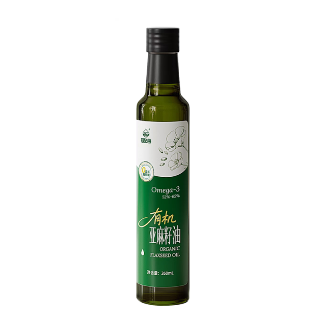 12765482.【低价秒杀】硒海有机亚麻籽油260ml进口原油高亚麻酸补充Omega-3孕妈宝宝辅食谱食用油
