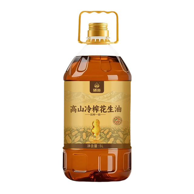 13222129.【新品上市】硒海高山冷榨花生油5L 纯正压榨一级炒菜烹饪烘焙食用油