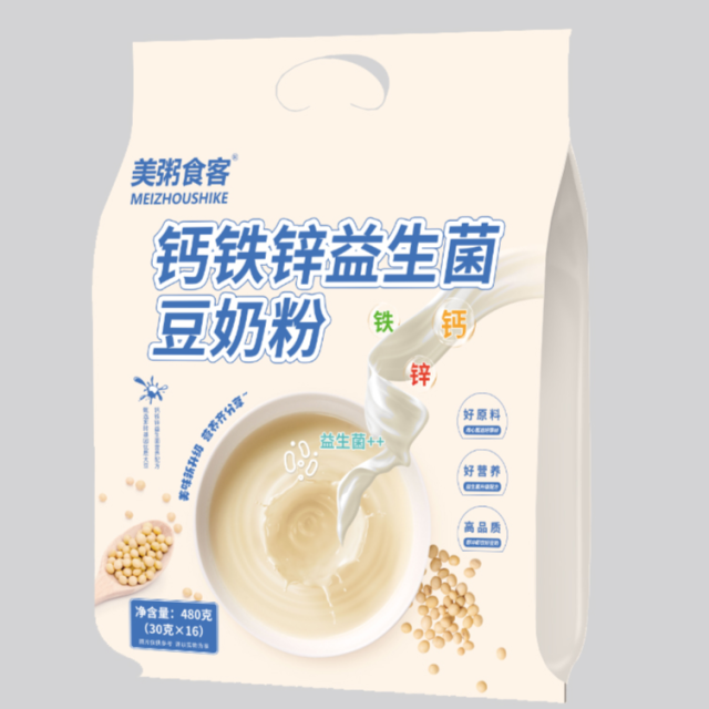 13008407.【全场任选3件】美粥食客钙铁锌益生菌豆奶粉480g/袋