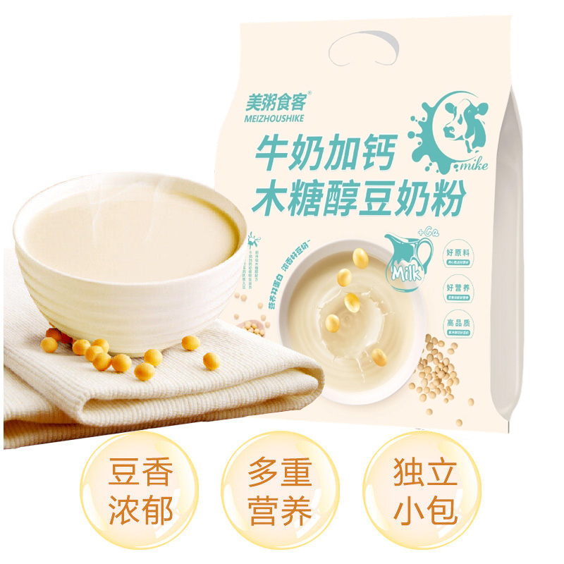 13008525.【全场任选3件】美粥食客牛奶加钙木糖醇豆奶粉480g/袋
