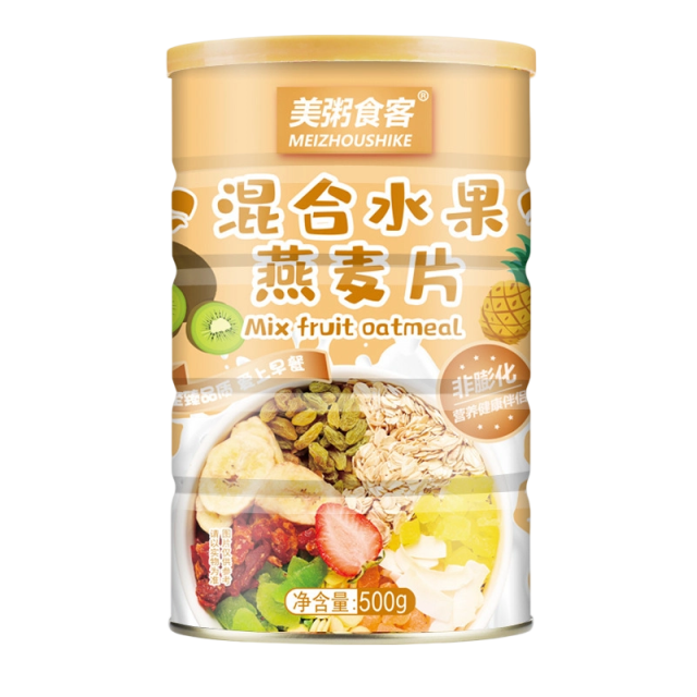 13030871.【到手3罐】美粥食客混合水果果粒燕麦片500g/罐装
