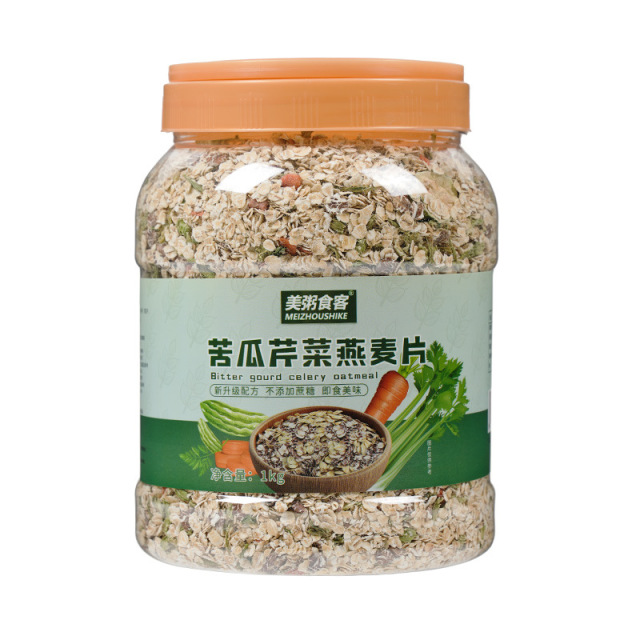 13032721.【到手2罐】美粥食客苦瓜芹菜燕麦片1kg/罐