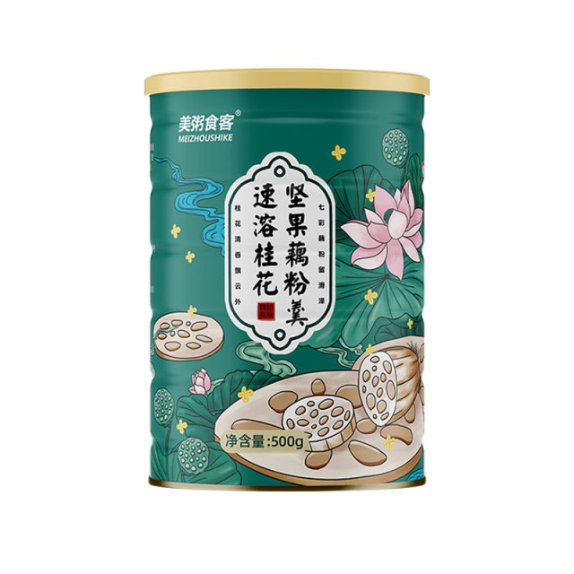 13041690.【到手2罐】美粥食客速溶桂花坚果藕粉羹500g/罐