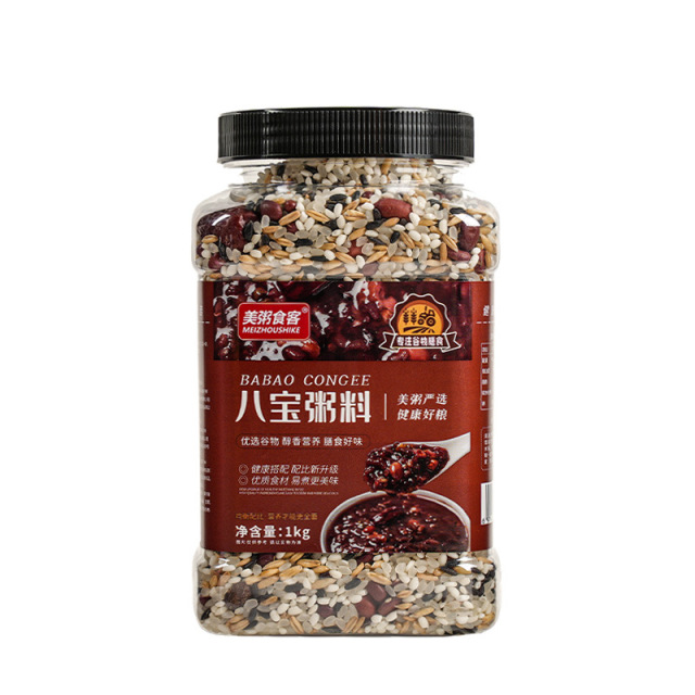 13042577.美粥食客营养八宝粥小米粥莲子粥十种谷物鲜粮粥方便杂粮1kg/罐
