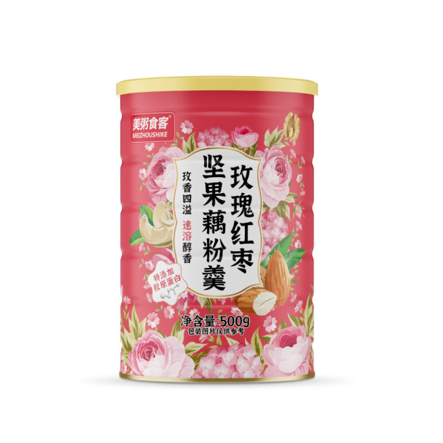 13041710.【到手2罐】美粥食客玫瑰红枣坚果藕粉羹500g/罐