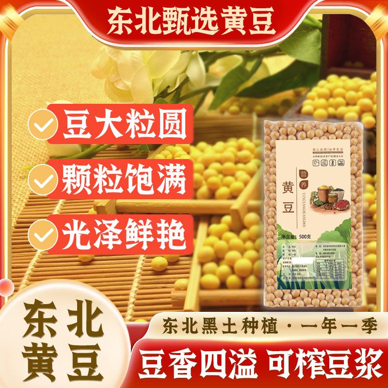 13092546.【到手2袋】东北大豆真空装黄豆打豆浆专用500g/袋