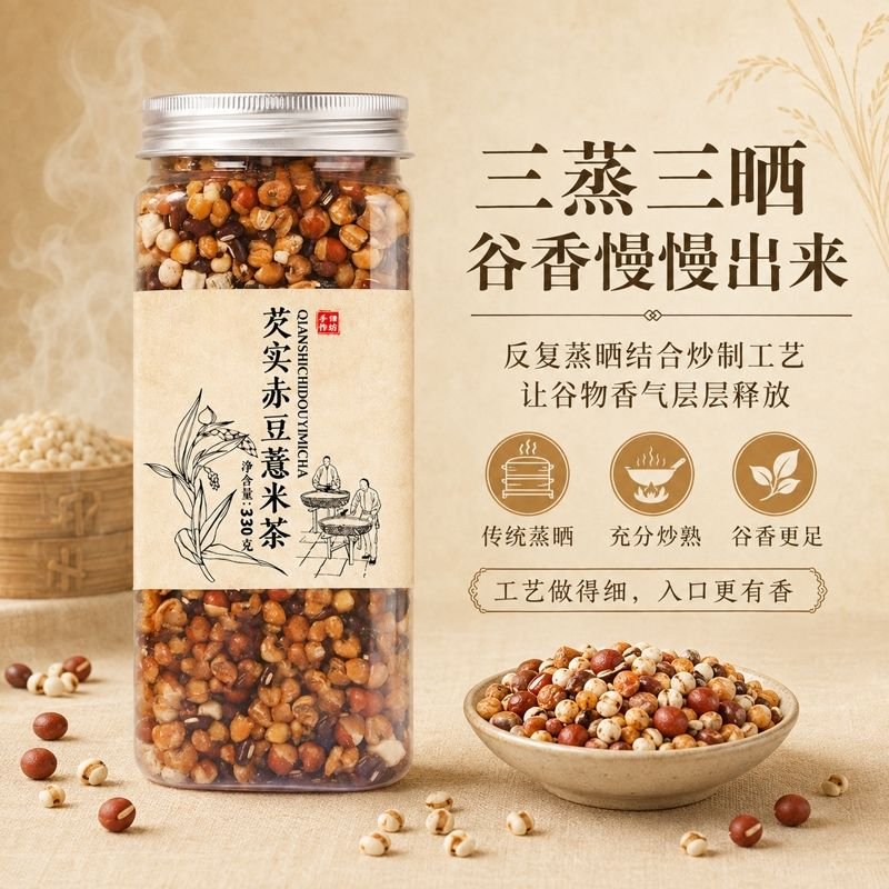 13779360.三蒸三晒芡实赤豆薏米茶330克/罐