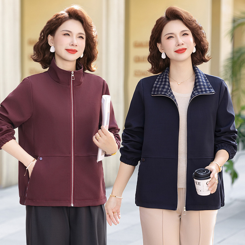 13177033.珍真羊 妈妈装春季休闲外套时尚宽松百搭夹克女